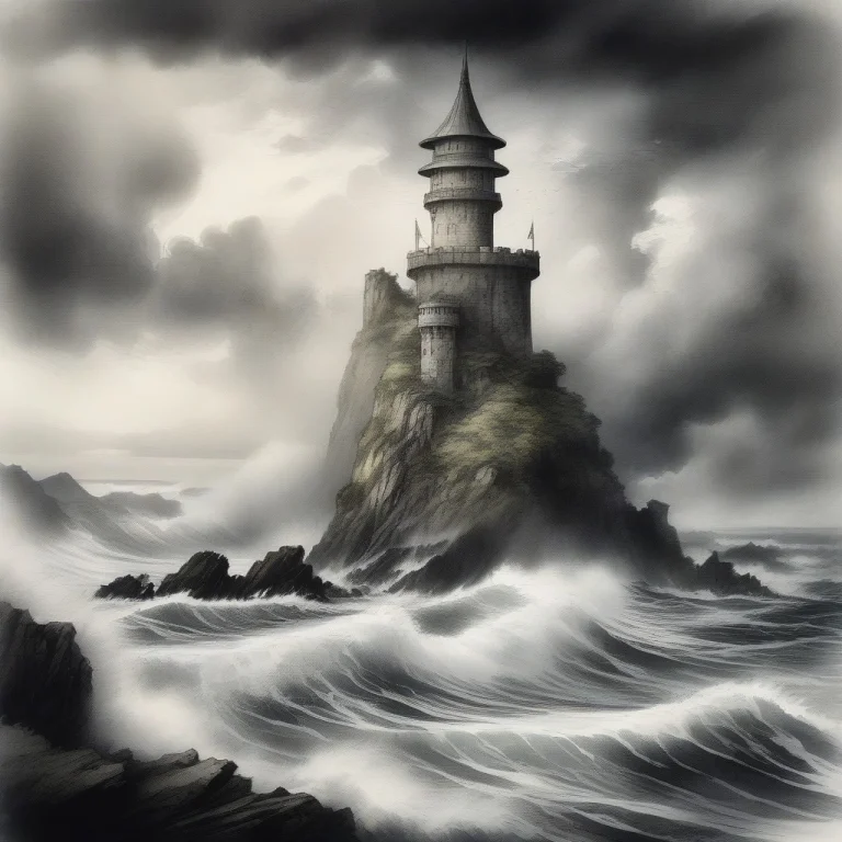Masterpiece, Best Quality, A Wizards Tower Rising From A Sto...