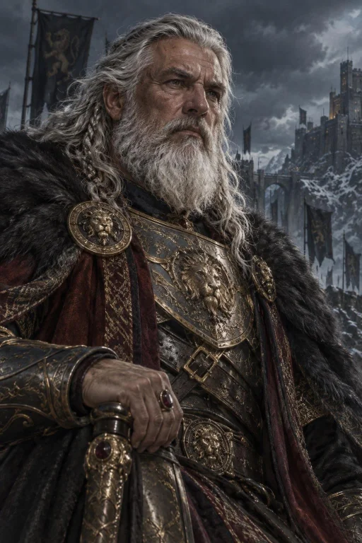 A Detailed Oil Painting Portrait Of A Powerful, Battle-harde...
