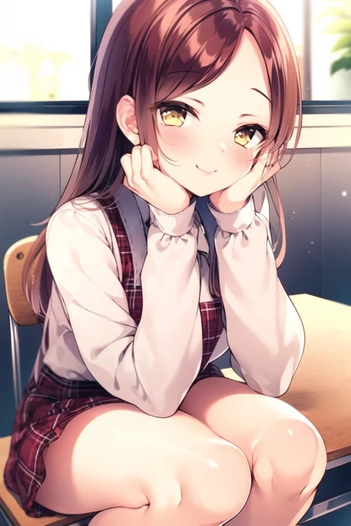 1girl, Solo, Long Hair, Smile, Looking At Viewer, Blush, Sch...