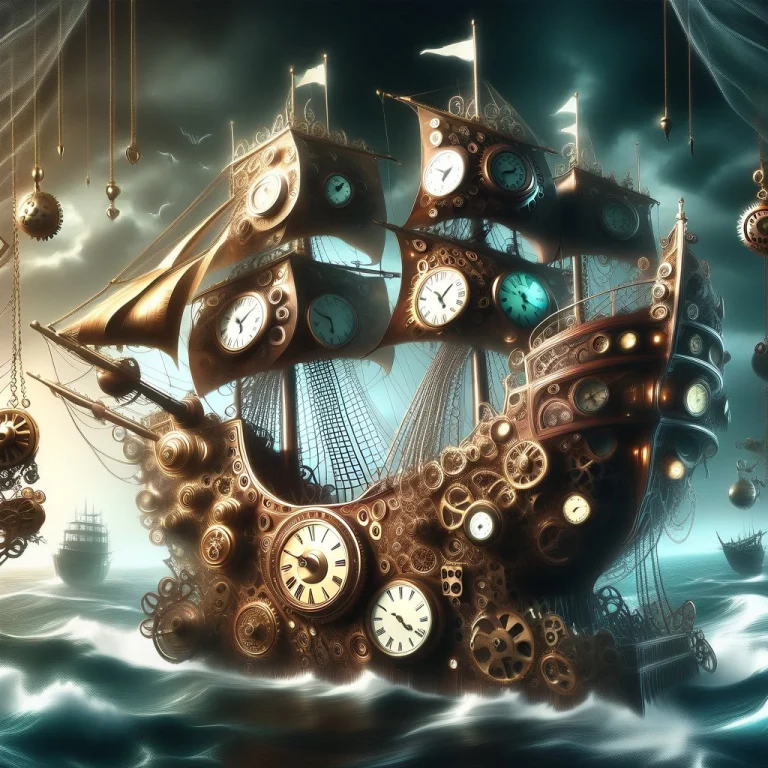 A Majestic Pirate Galleon Ship Built From Mechanical Clockwo...