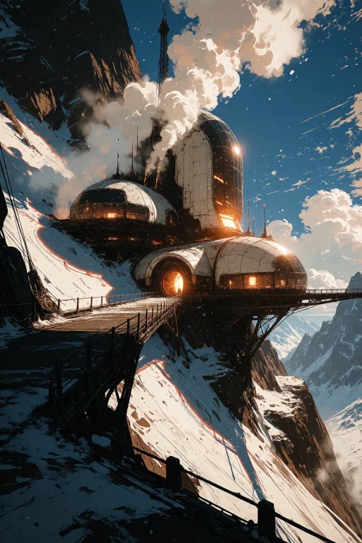 Ta86inkriot, Thin Black Outlines, A Painterly Sci-fi Landsca...