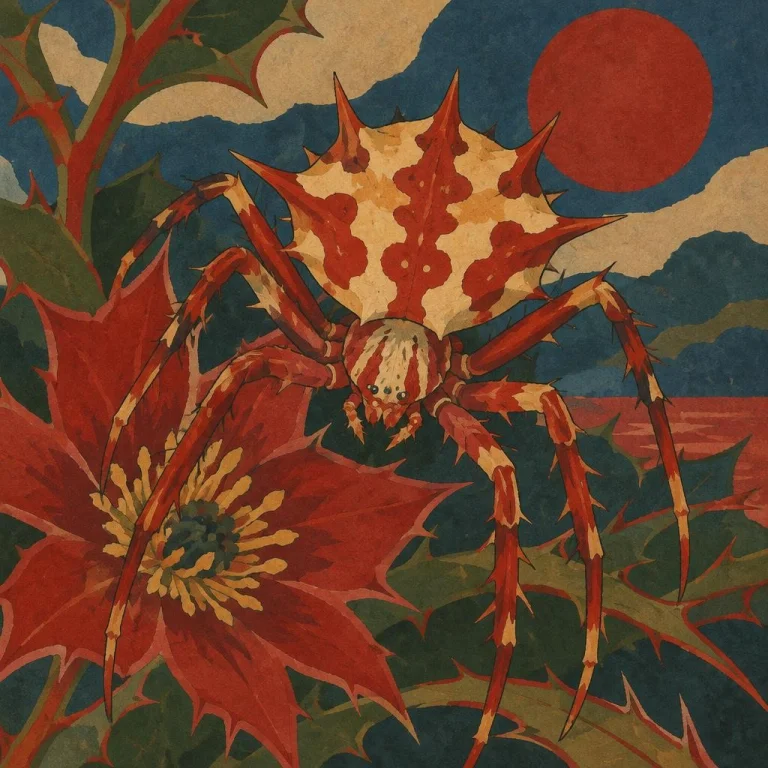 Madder Lake Color Art Style No Words Thorny Flower Spider