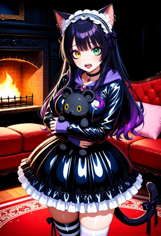 1girl, Cat Girl, Green Eyes, Yellow Eyes, Heterochromia, Cat...