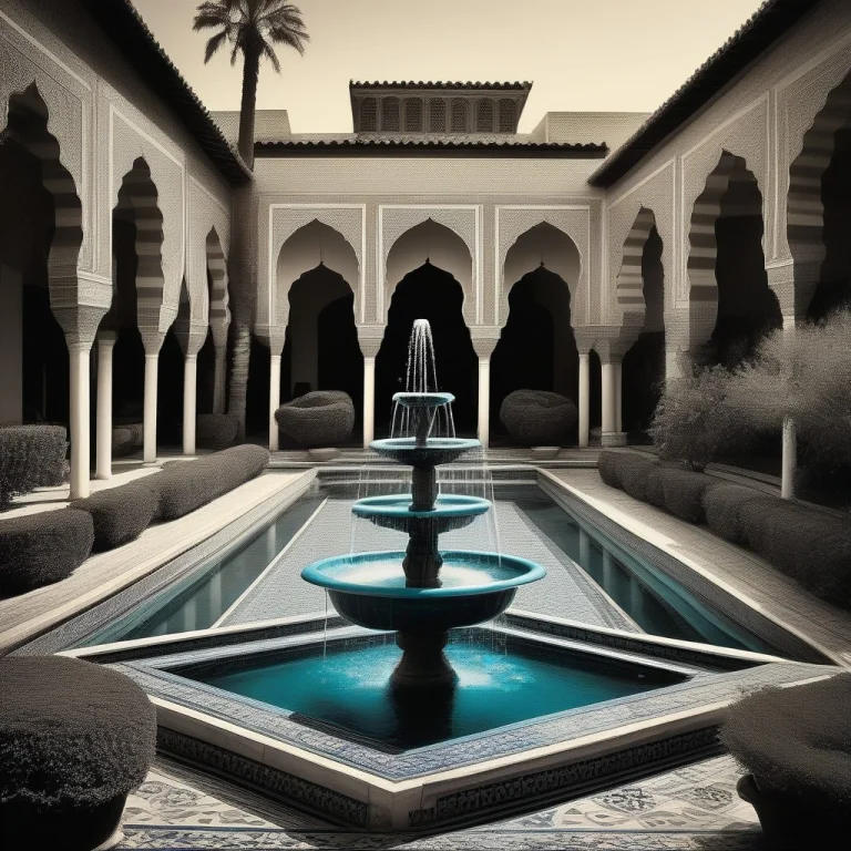 A Persian Garden Cooled By Tiled Fountains, Matte Painting,...