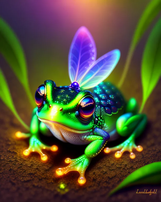 Lushill Style, A Frog With Dragonfly Wings, Magical, High De...