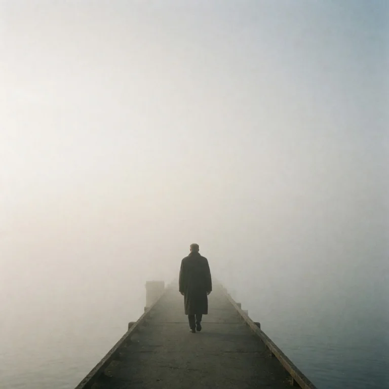 A Solitary Figure In A Long Dark Coat Walks Slowly Away From...