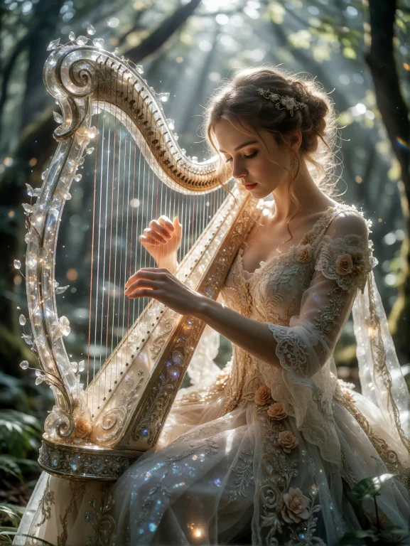Highly Detailed Portrait Of An Ethereal Young Woman Playing...