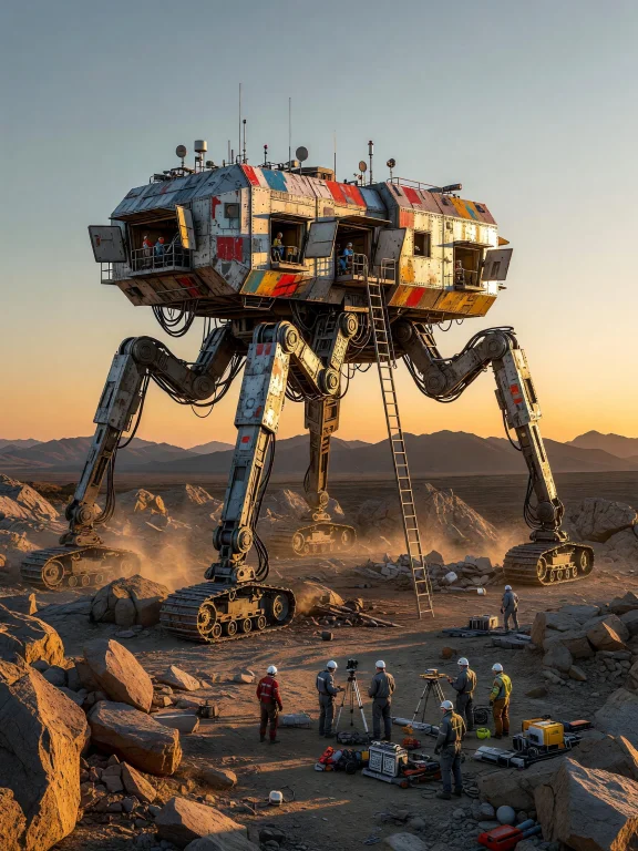 A Massive, Futuristic Walking Dwelling Strides Confidently A...