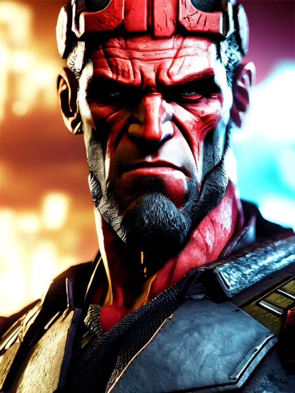 Close Up Portrait Of Hellboy Alone Alone Hellscapev70.75 Cin...