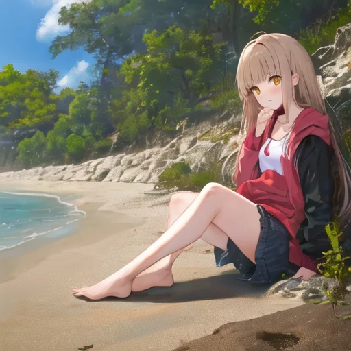 Masterpiece, 1girl, Mahiru Shiinam, At The Beach, Loose Hair