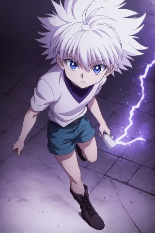 Masterpiece, Best Quality, Killuazoldyck, 1boy, Boots, Malef... — Stable Diffusion AI Prompt: ((masterpiece, best quality)), (killua_zoldyck), 1boy, boots, male_focus, purple...