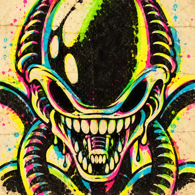 Dans Un Style Rubber Hose Cartoon, Un Portrait Du Xnomorphe,...