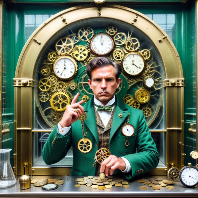 A Victorian Banker With A Pocket-watch Head And Brass Finger...