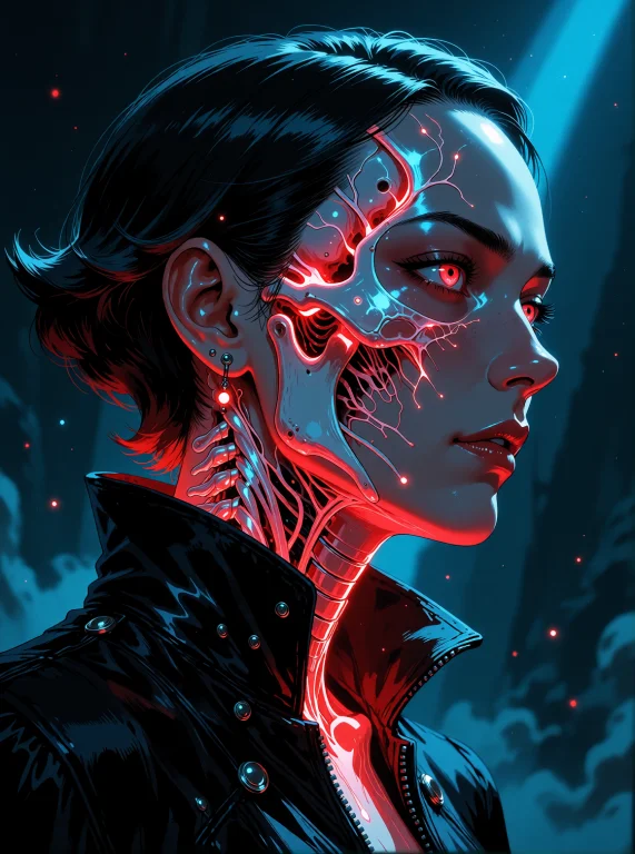 Painterly Night Portrait, Illuminate The Womans Profile With...