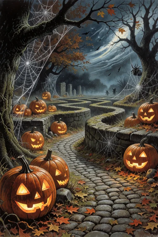 Create A Hauntingly Beautiful Halloween Scene Where Flickeri...