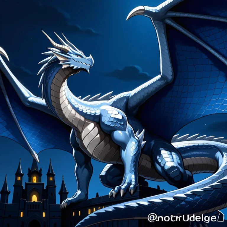 Giant Dragon, Sapphire Scales, Platinum Underbelly, Dark Cas...