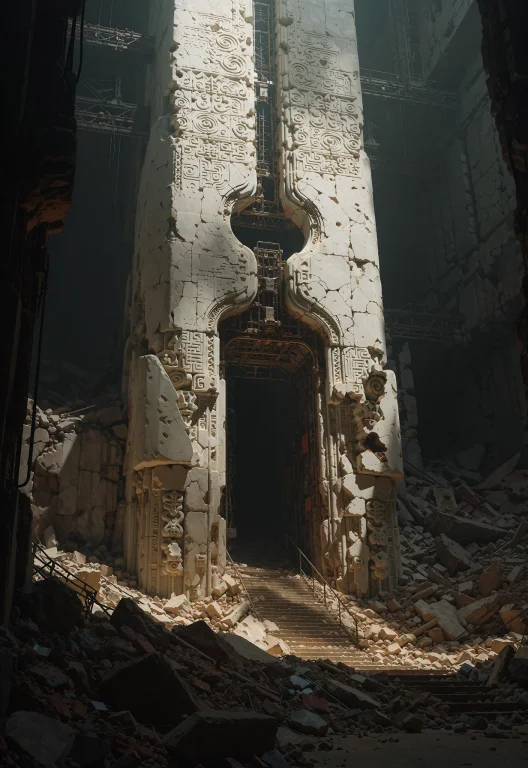 This Is A Post-apocalyptic Scene. The Image Features A Large...