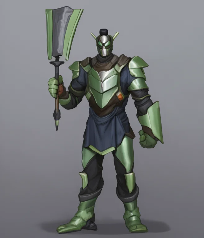 A Man In A Grey And Green Two Toned Ornate Iron-mansamurai.6...