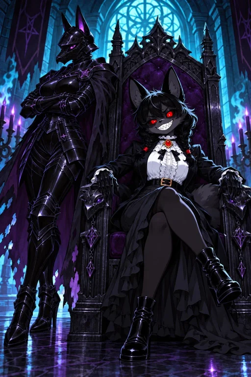 Character 2 From Image 2 Is Sitting On A Gothic Throne With...