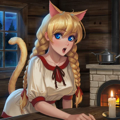 Herbalist, Blue Eyes, Blonde Hair, Long Twin Braids, Cat Ear... — Stable Diffusion AI Prompt: Herbalist, blue eyes, blonde hair, long twin braids, cat ears, cat tail, neko re...