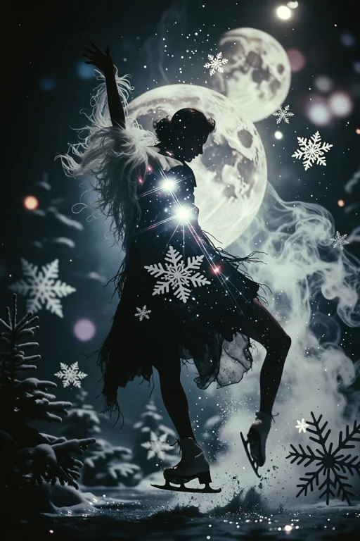 A Cinematic Wide Shot Of A Lone Figure Skater Captured In A...
