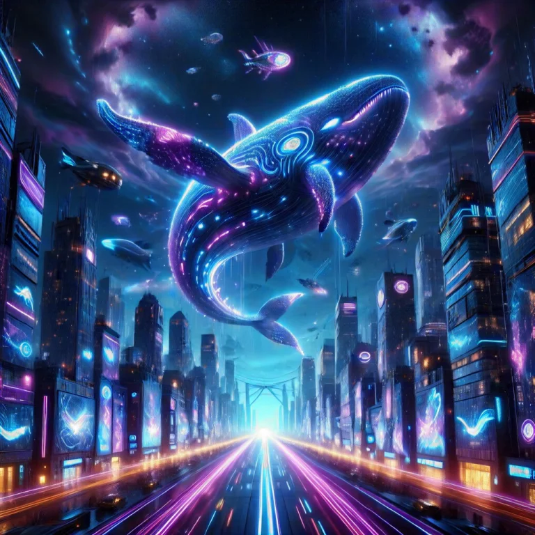 Colorful Led Lights, Colossal Glowing Whale Flying Through A...