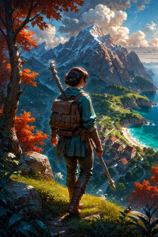 Mythp0rt, Lone Woman, Detailed Full-body Back View, Adventur...