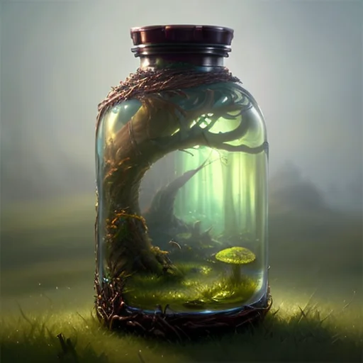 A Jar With Of A Tiny Marsh Environment Trapped Inside. Low A...