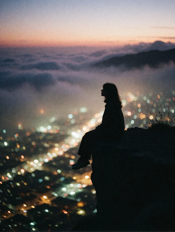Photograph Of A Solitary Woman Sitting Peacefully On The Edg...