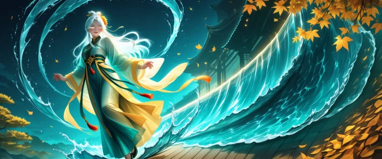 A Highly Detailed Scene Of A Lone Female Character With Glow...