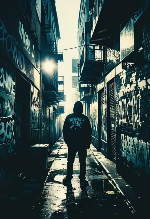 Dark Alley A Shadowy Alley In A Crime-ridden City, With Graf...