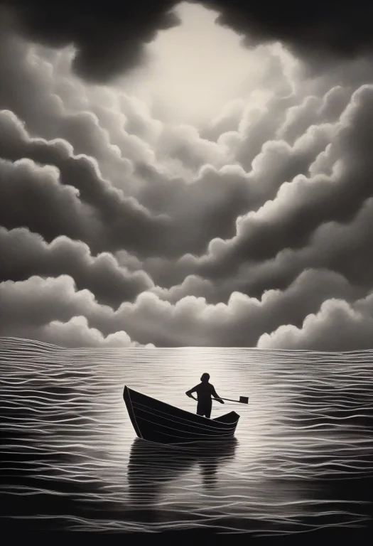 A Paper Boat Sailing Across A Desk Of Clouds, Plein Air Pain...