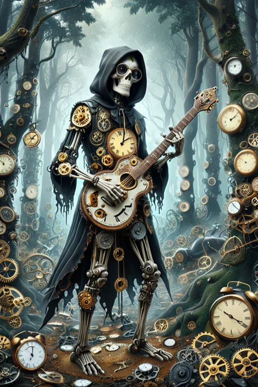 A Cute Grim Reaper Wearing Glasses With Big Yyy In A Magical...