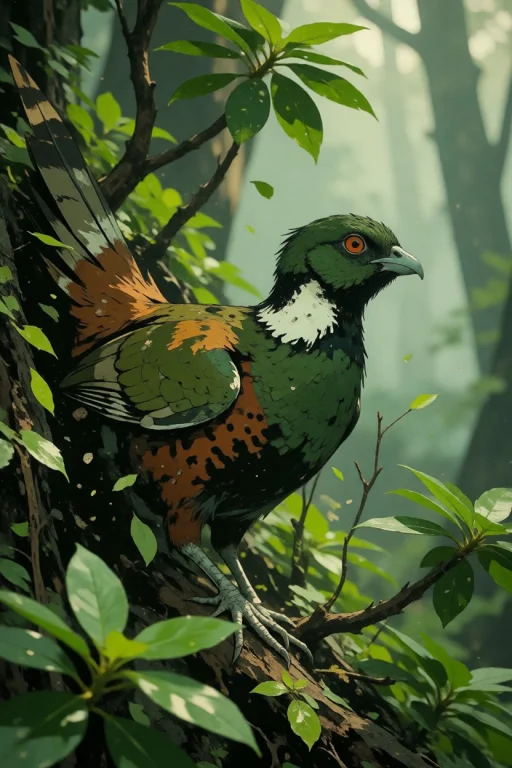 Nature, A Male Koklass Pheasant Exploding From A Rhododendro...