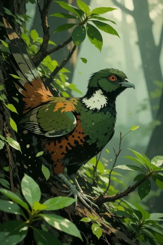 Nature, A Male Koklass Pheasant Exploding From A Rhododendro... — Stable Diffusion AI Prompt: nature, A male koklass pheasant exploding from a rhododendron thicket in Kaghan,...