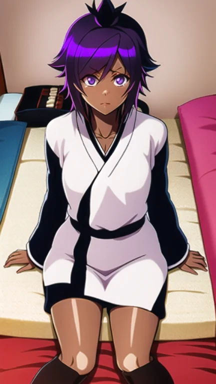 1girl, Violet Hair, Dark Skin1.2, Purple Eyes, Shihouin Yoru...