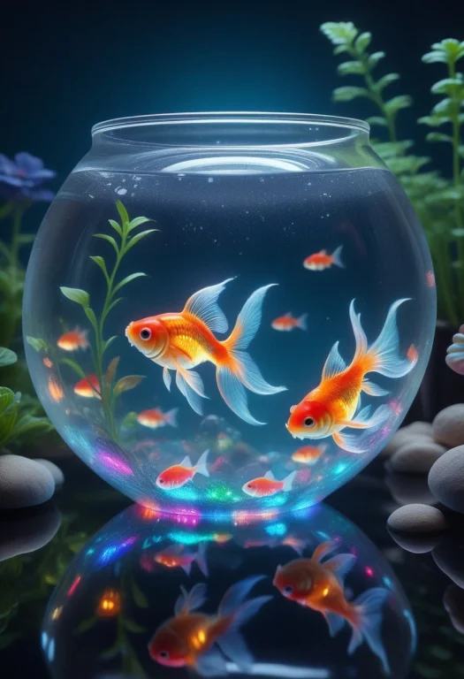 8k, Raw Digital Photo, High Quality, A Tiny Goldfish Swimmin...
