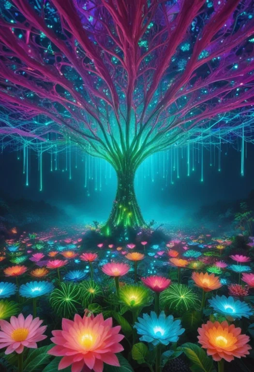 A Surreal Celestial Garden Floating Above The Clouds, Built...
