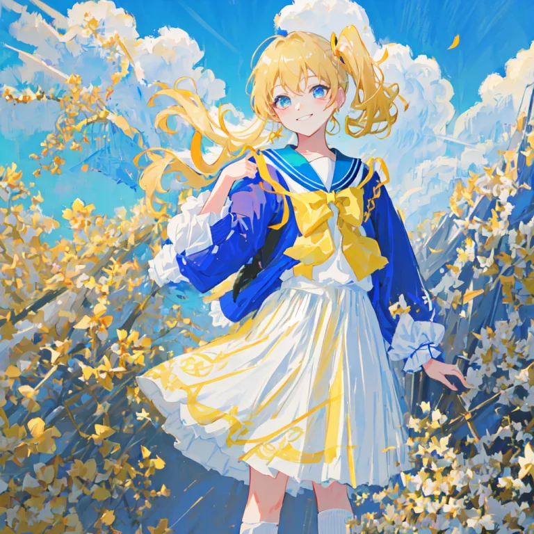 Pov,close-up,blue Sky With Clouds,anime Screencap,grayu,side...