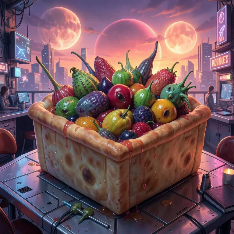 A Pie Shaped Like A Cube It Is Overflowing With Bizarre Alie...