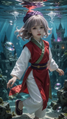 Genkai,19 119cm Craig Mullins Greg Rutkowski — Stable Diffusion AI Prompt: 幻海(Genkai),19 岁韩国少女，身高仅 119cm 的娇小身躯却透着令人安心的沉稳气度，灰...