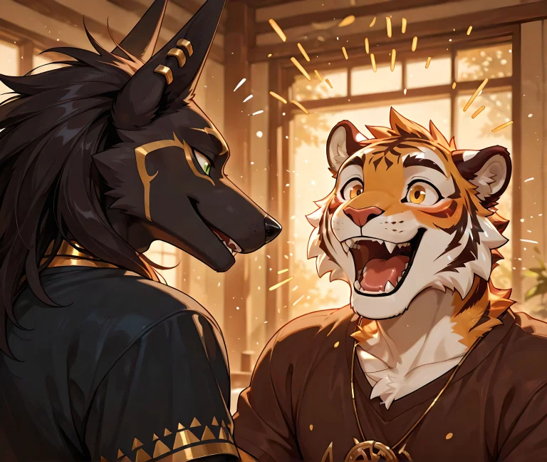 Detailed, 2males, Furry, Duo, Excited, Looking At Each Other...