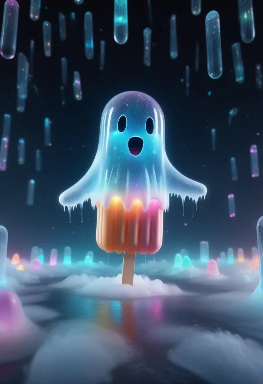 8k, Raw Digital Photo, High Quality, A Cute Ghost Shaped Lik...