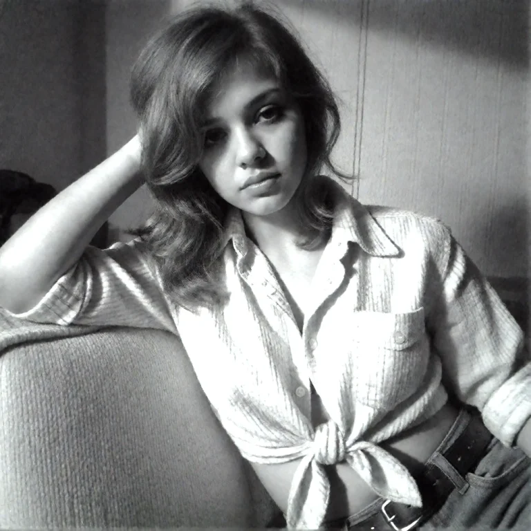 L0r3s, Low Quality Image, A Black And White Portrait Of A Yo...