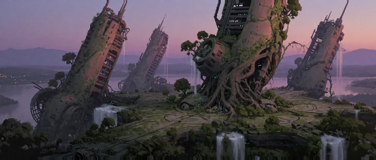Moody Environmental Concept Art Portraying The Remnants Of A...