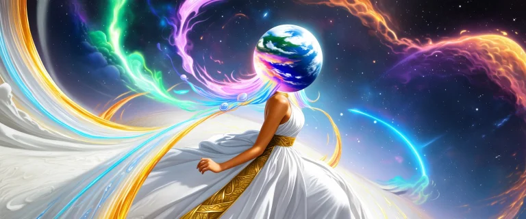 A Prestigious Beautiful Woman In An All-white Dress, With No...