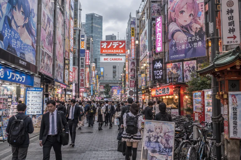 A Bustling, Vibrant Street Scene In Akihabara, Tokyo, Japan,...
