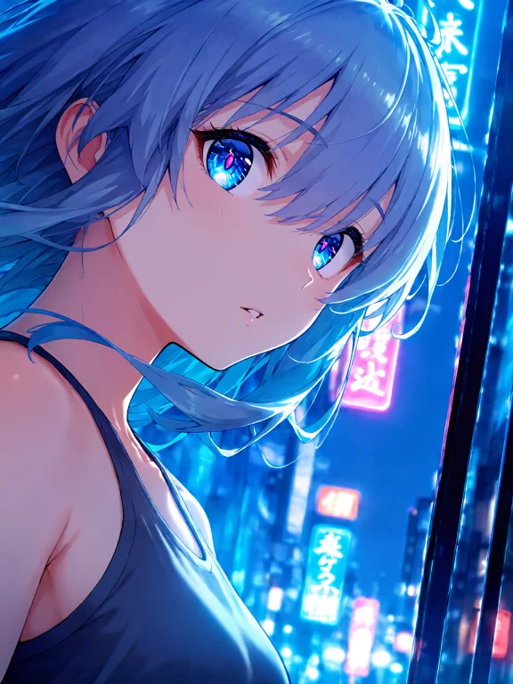 Shiibasayaka, 1girl, Solo, Extreme Close-up, Dynamic Angle,...