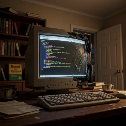 A Close-up Photograph Of A Damaged Analog Crt Monitor, Captu... — Stable Diffusion AI Prompt: a close-up photograph of a damaged analog crt monitor, captured from a low angle...