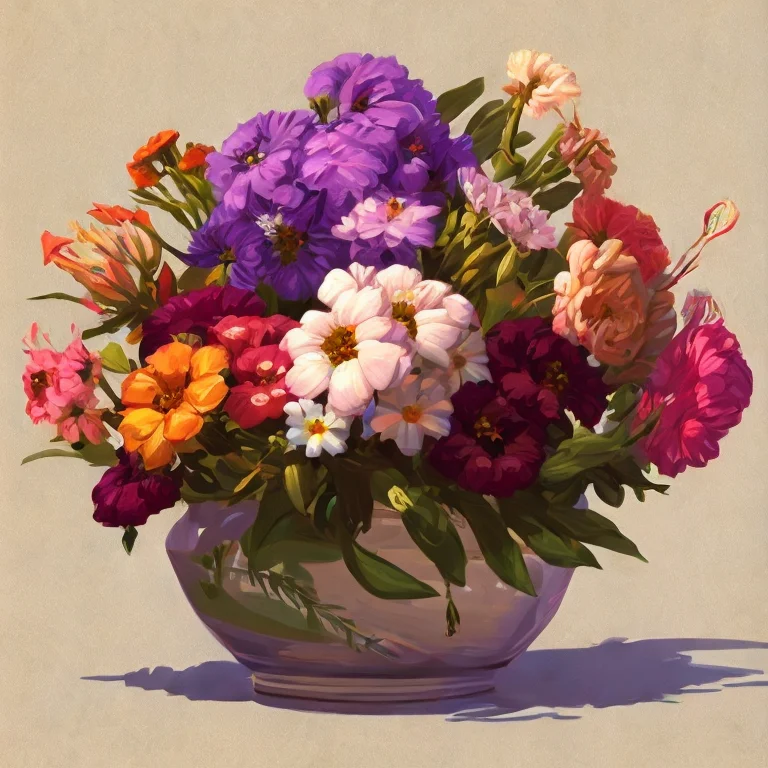 A Vase Full Of Different Types Of Flowers Paintstyle50.6